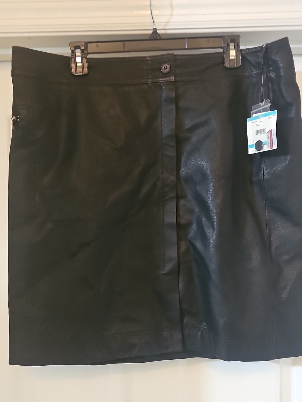 Ane Klein Black Leather Straight Skirt